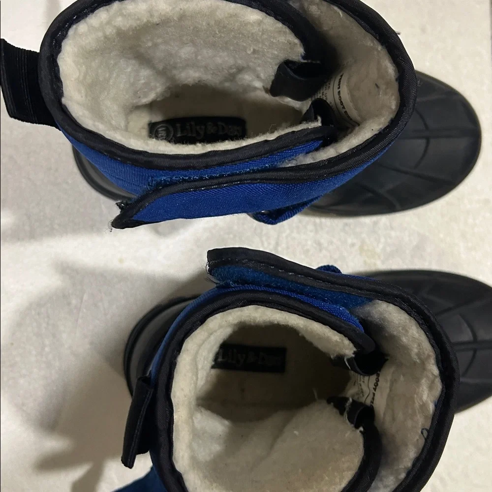 Lily & Dan Snow Winter Rain Boots faux fur lined leather outsole kids size 13/1